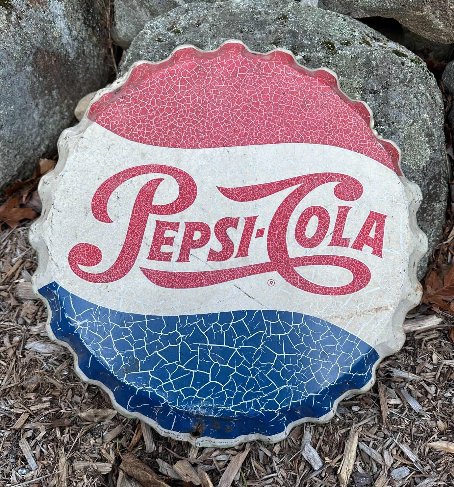 1960s Pepsi Cola Bottle Cap Vintage Sign Original Antique Soda Pop Advertising