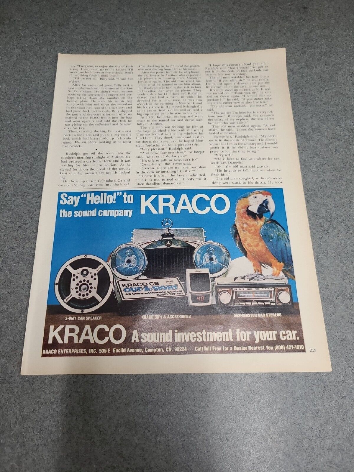 Kraco Sound Company Print Ad 1977 3 way car speaker CB Dashmaster stereos