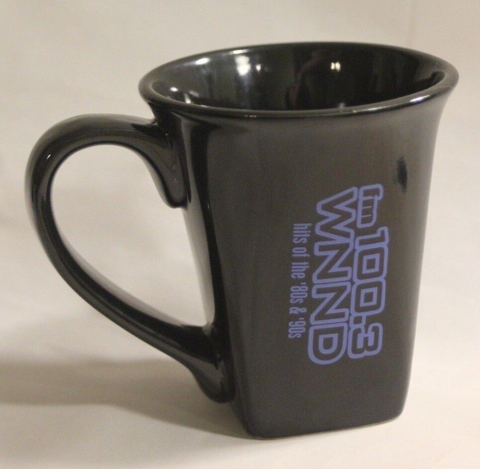 Chicago FM 100.3 WNND 80s 90\'s Hits Radio Station Black Blue Ceramic Coffee Cup