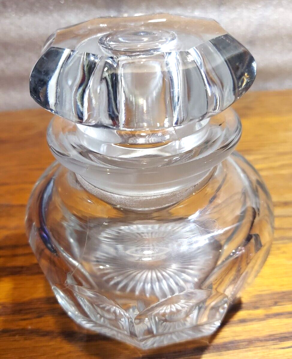 Antique c1920's Heisey 4.5”  Optical Glass Lidded Jar Vanity Jar