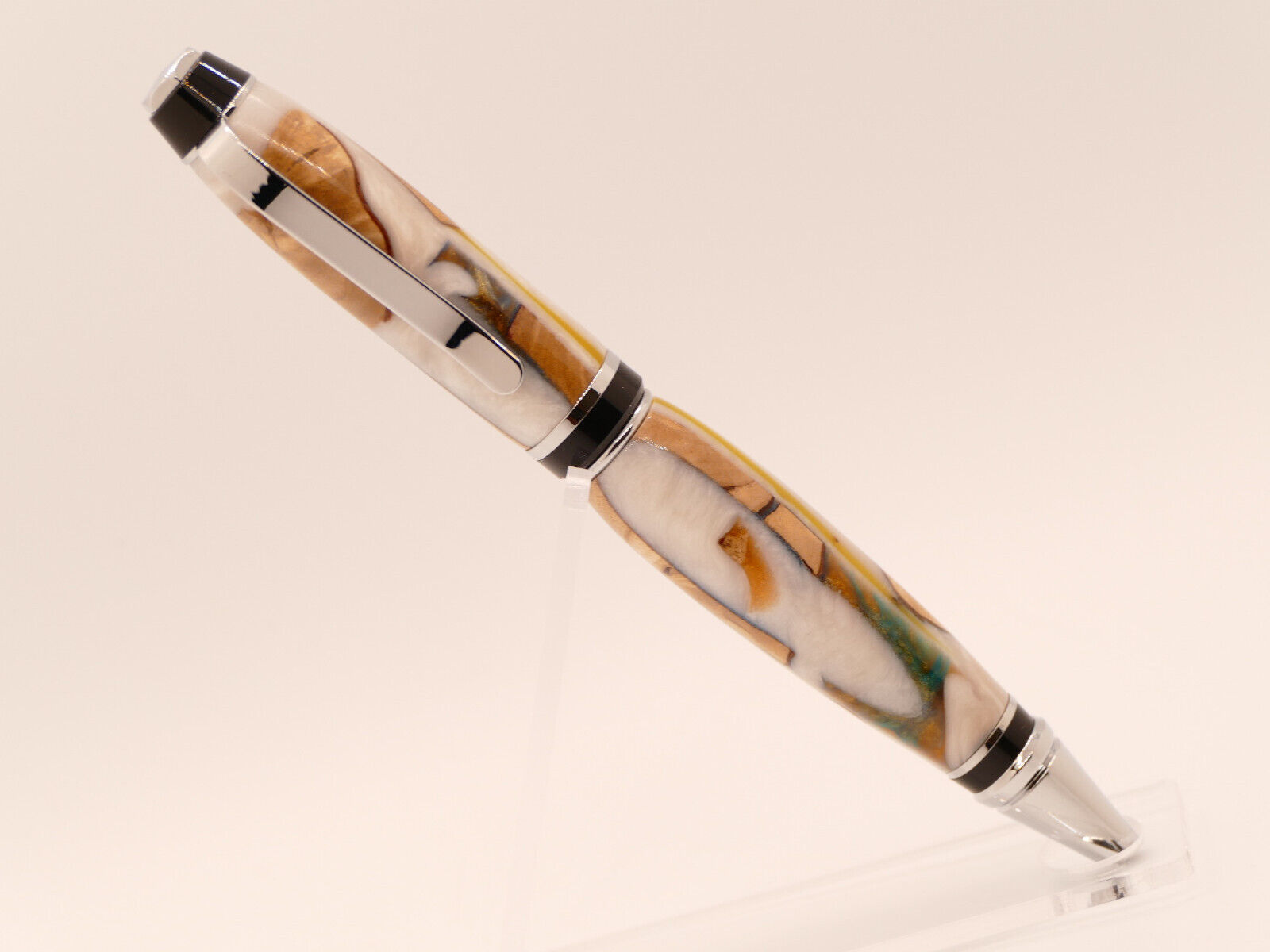 Beautiful Hand turned Handmade Cigar Style Pen Resin with embedded wood