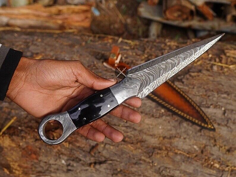 Vintage Military Combat Stiletto Dagger Crusher WW2 Knife DoubleEdged Sheath
