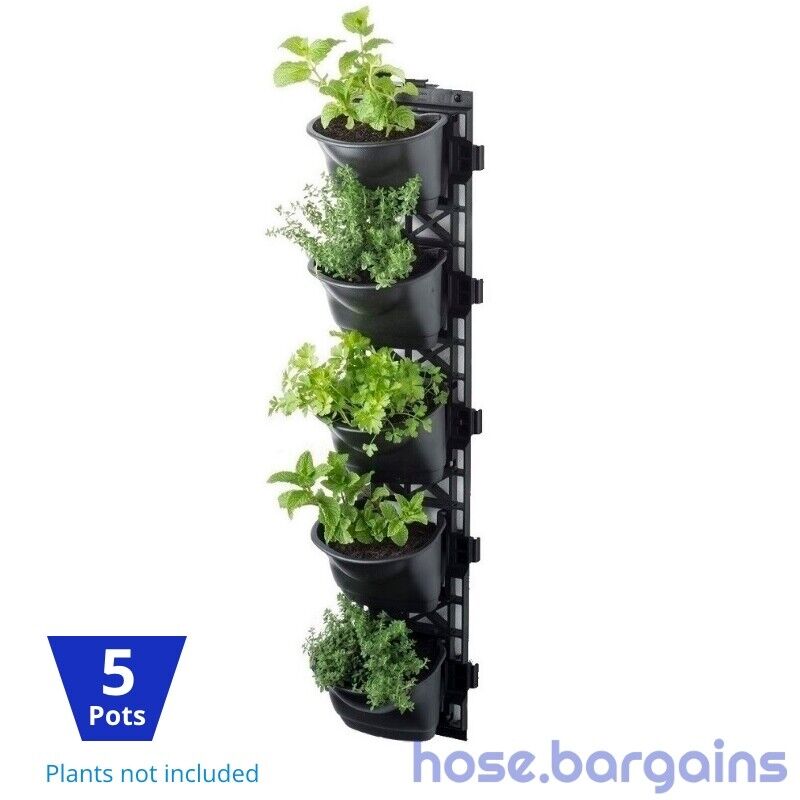 Vertical Garden Kit 5 Pots - Green Wall Hanging Planter Box Herb Succulent FAU