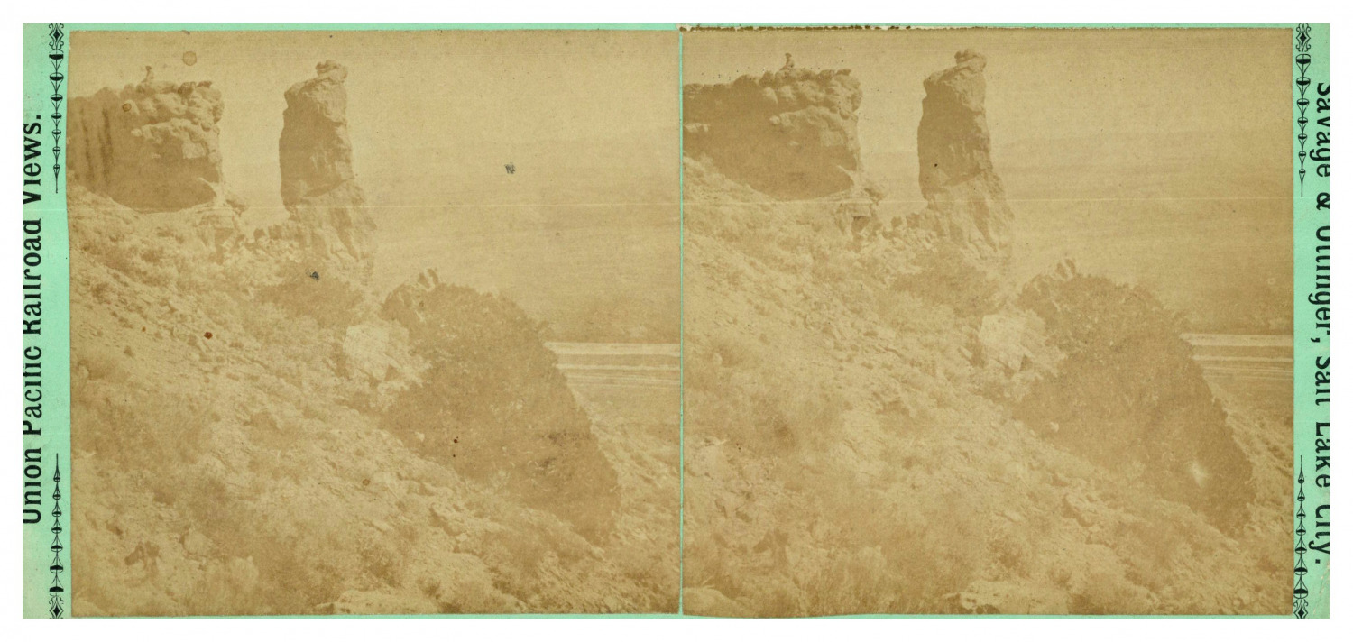 USA, Central Pacific Railroad, Rocks, ca.1880, Stereo Vintage Stereo Print,