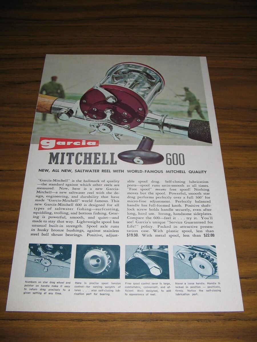 1964 Print Ad Garcia Mitchell 600 Saltwater Fishing Reels Surf Fisherman