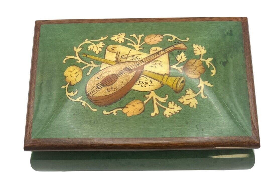 Torna A Surriento Italian Wood Inlay Music Jewelry Box Footed Vintage READ