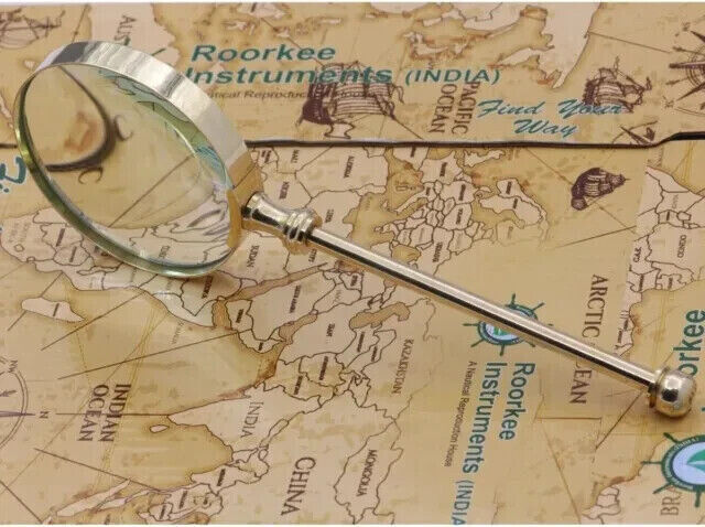 RII Magnifying Glass with Solid Brass Handle, Handheld Magnifying Glass Lens