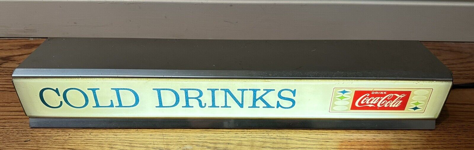 Coca Cola Cold Drinks Counter Top Lighted Sign 20” 