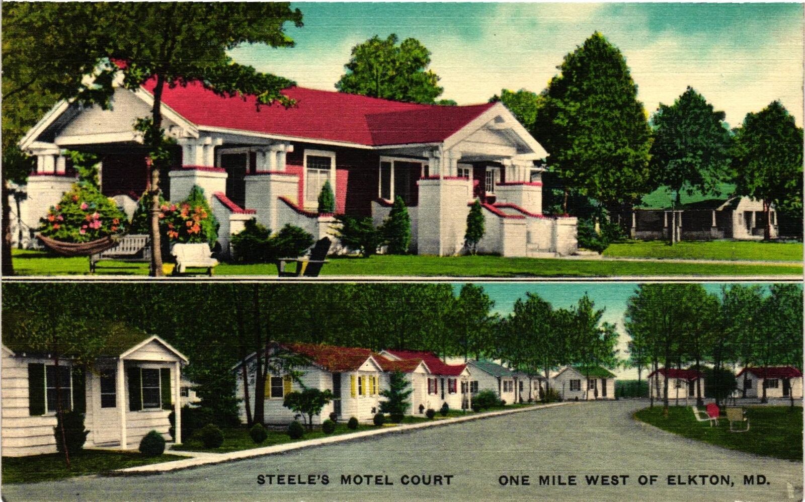 Vintage Postcard- Steele\'s Motel Court, Elkton, MD 1960s