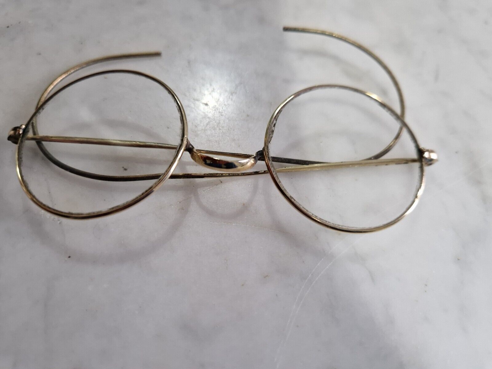 Antique Wire Spectacles Glasses Round Rims 1930s Art Deco 