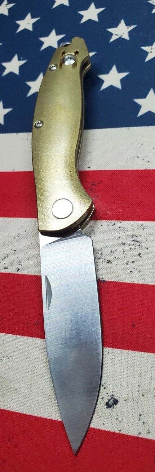 GiantMouse Vox/Anso ACE Farley Slip Joint Knife Brass Satin M390 Excellent EDC 
