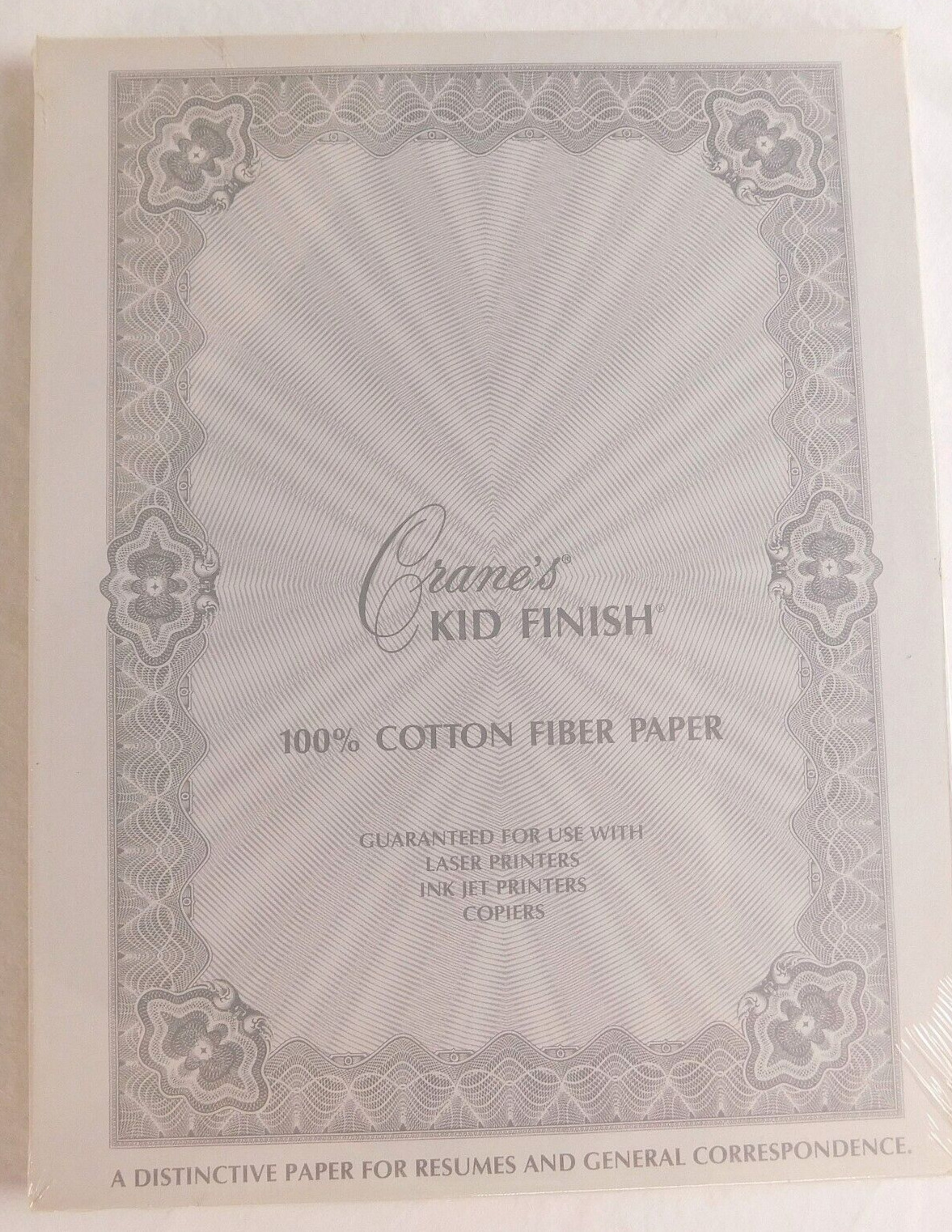 Crane\'s Kid Finish Cotton Fiber Paper Moonstone Gray 50 Sheets 8 1/2 X 11 Sealed
