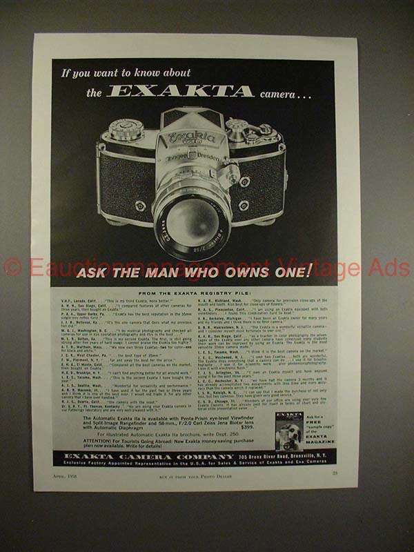 1958 Ihagee Exakta Camera Ad - Ask The Man Who Owns One