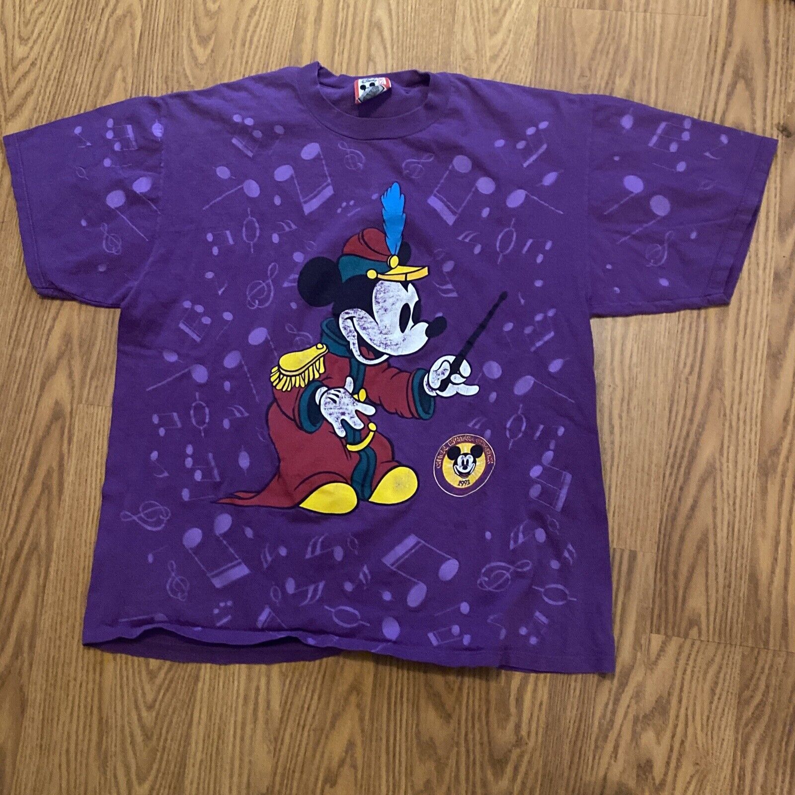 Disney 1993 Disneyana Convention DL Bandleader Mickey Purple T-Shirt Adult LG/XL
