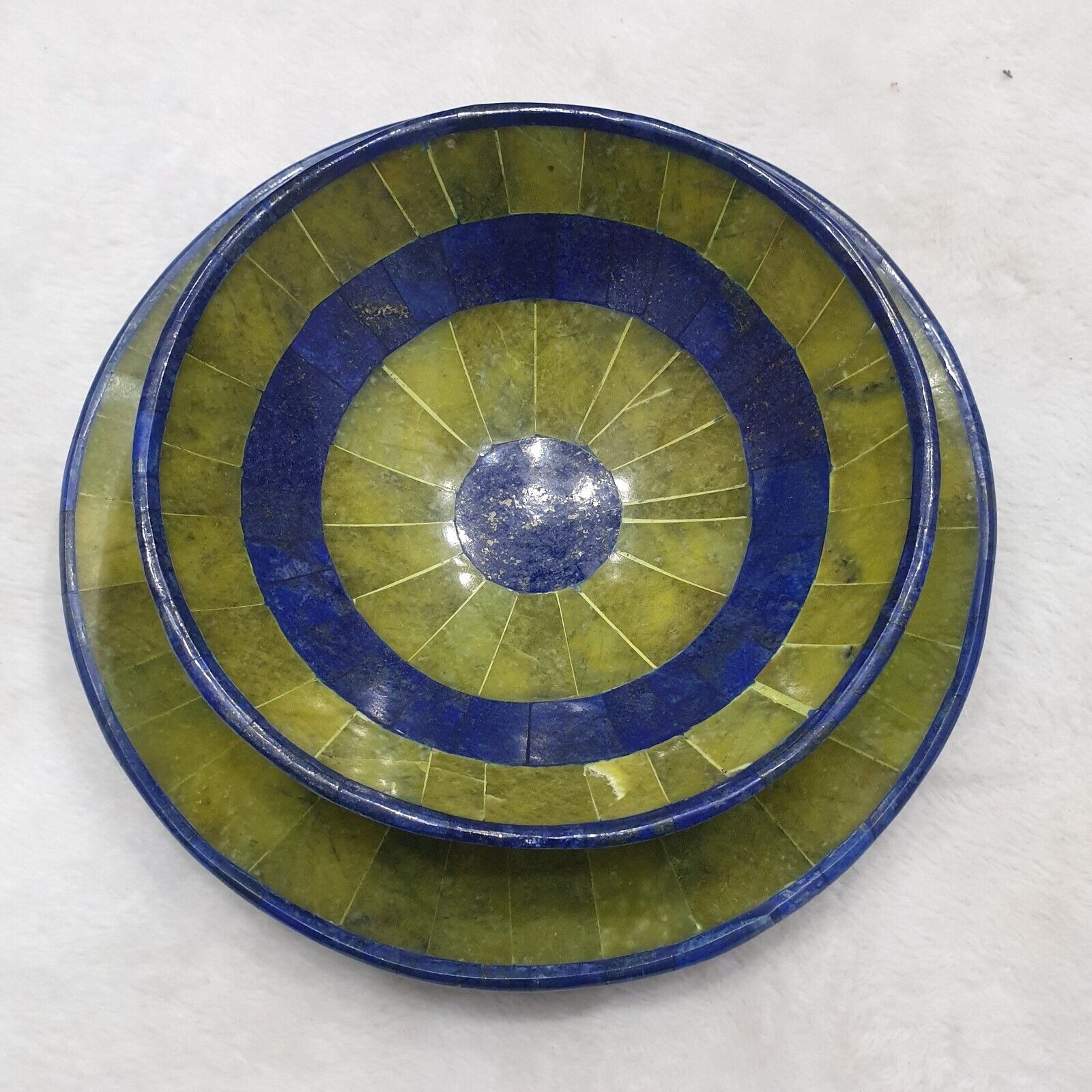 Top Quality Green King Shah Maqsood Jade Plus Lapis Lazuli Round Bowl,Lapis Bowl