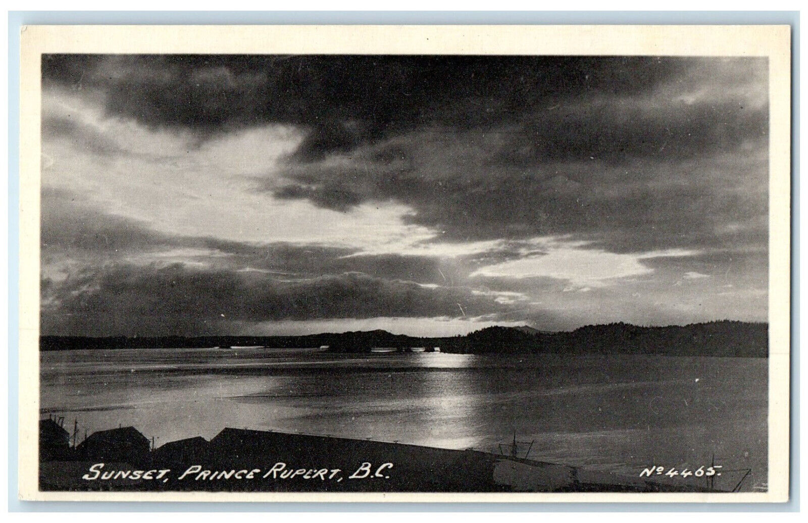 c1920's Sunset Prince Rupert British Columbia Canada Antique Postcard