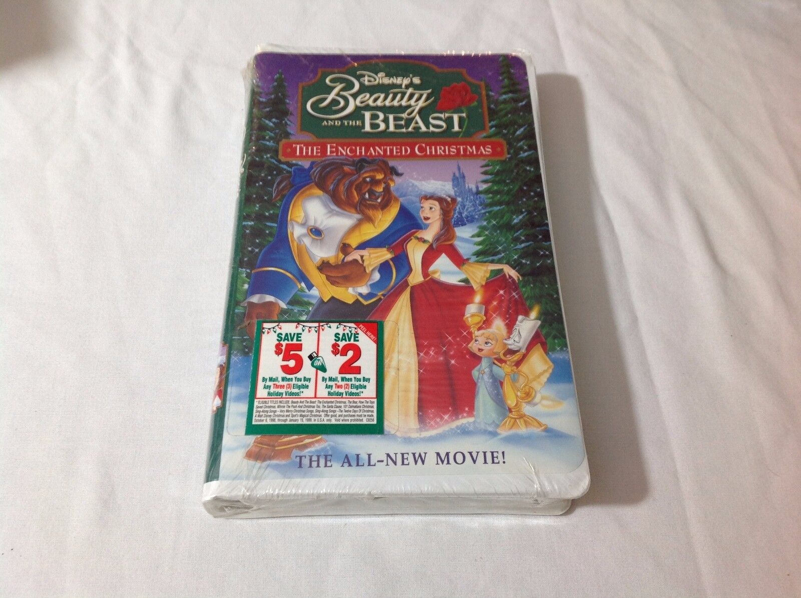 Vintage Walt Disney Beauty And The Beast: The Enchanted Christmas VHS Tape