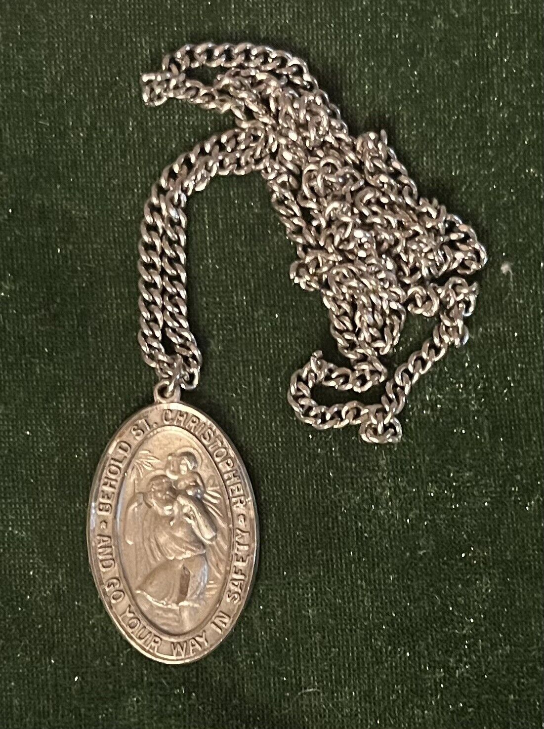 Sterling Silver St Christopher Medal on 24” Endless Chain Necklace