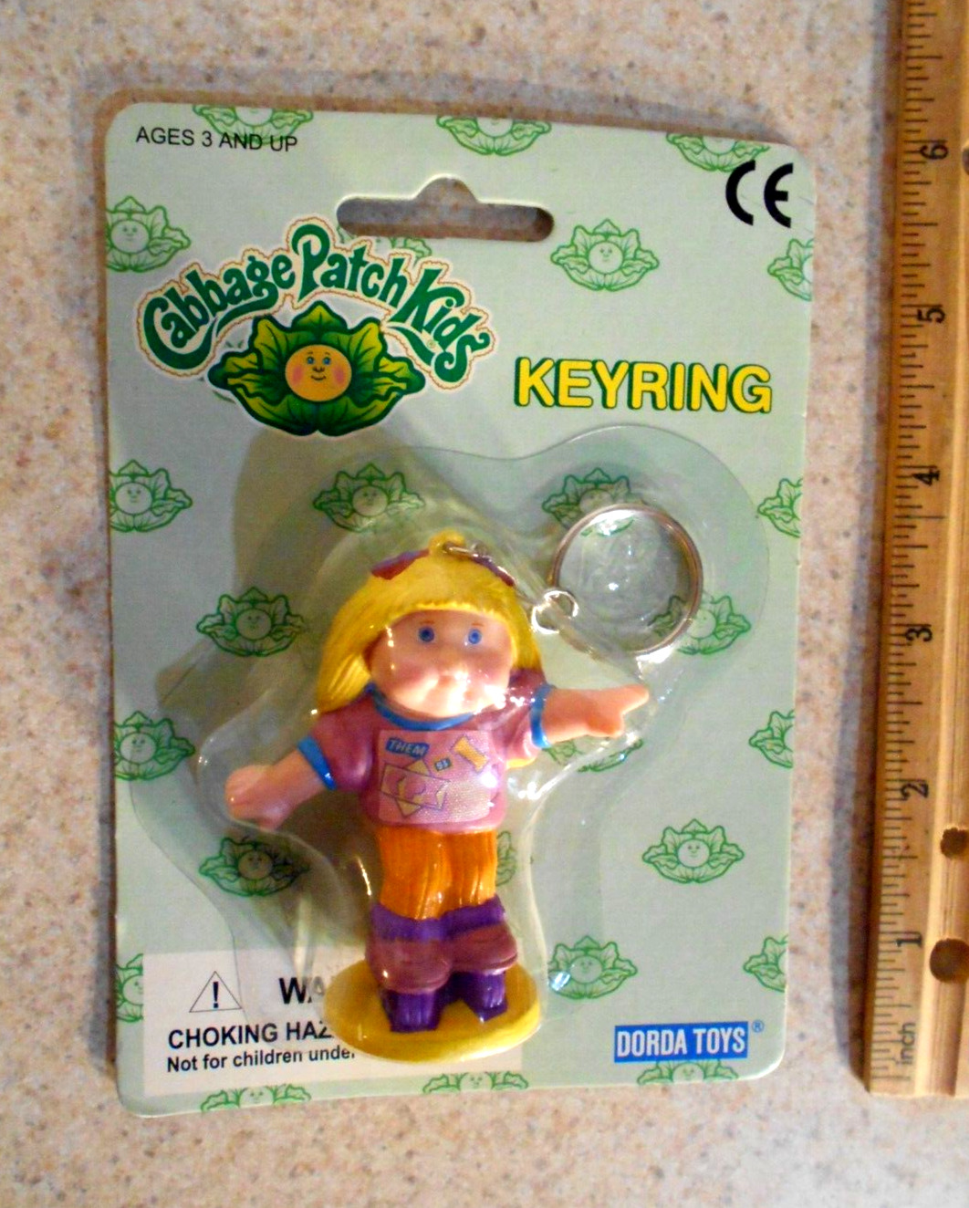 Vintage 1997 Cabbage Patch Kids Keychain Key Chain Ring Rollerblades Dorda 