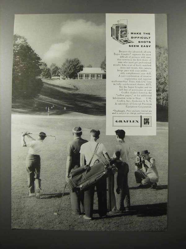 1958 Graflex Super Graphic Camera Ad - Golfing