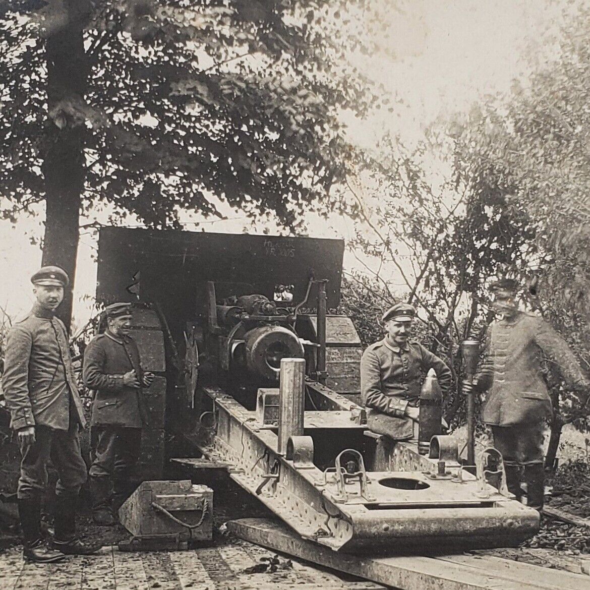 WW1 Original German 1916 Artillery mortar cannon soldiers Prussian postcard old