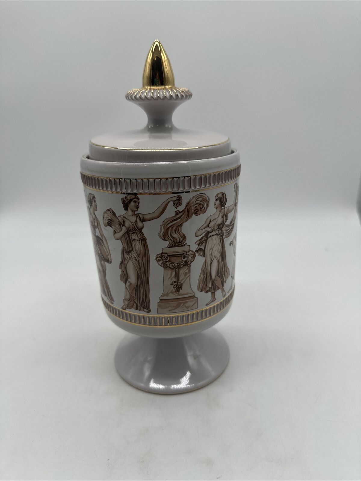 C.Fiorentine Italian Ceramics vintage Vase With Lid 22 K Gold