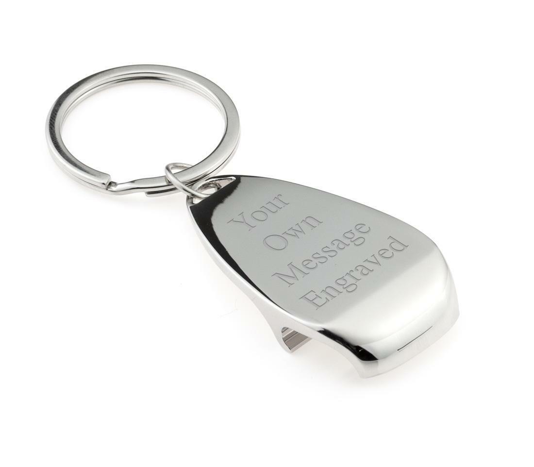 Personalised Chrome Bottle Opener Keyring/Keychain CAN BE ENGRAVED