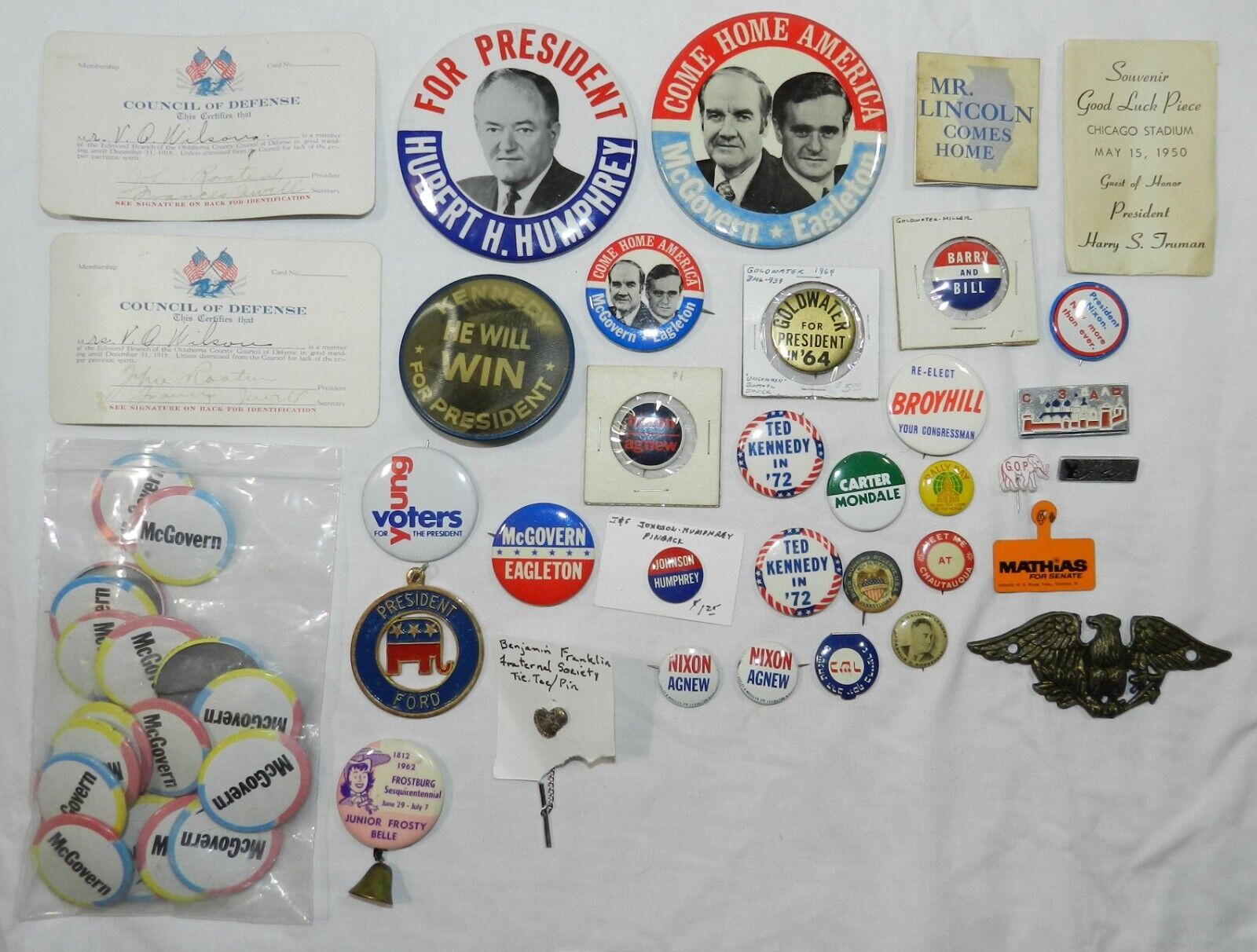Lot of vintage Political Buttons and related items