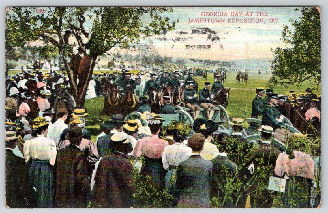 1907 JAMESTOWN EXPOSITION GEORGIA DAY CONFEDERATE SOLDIERS VETERANS POSTCARD