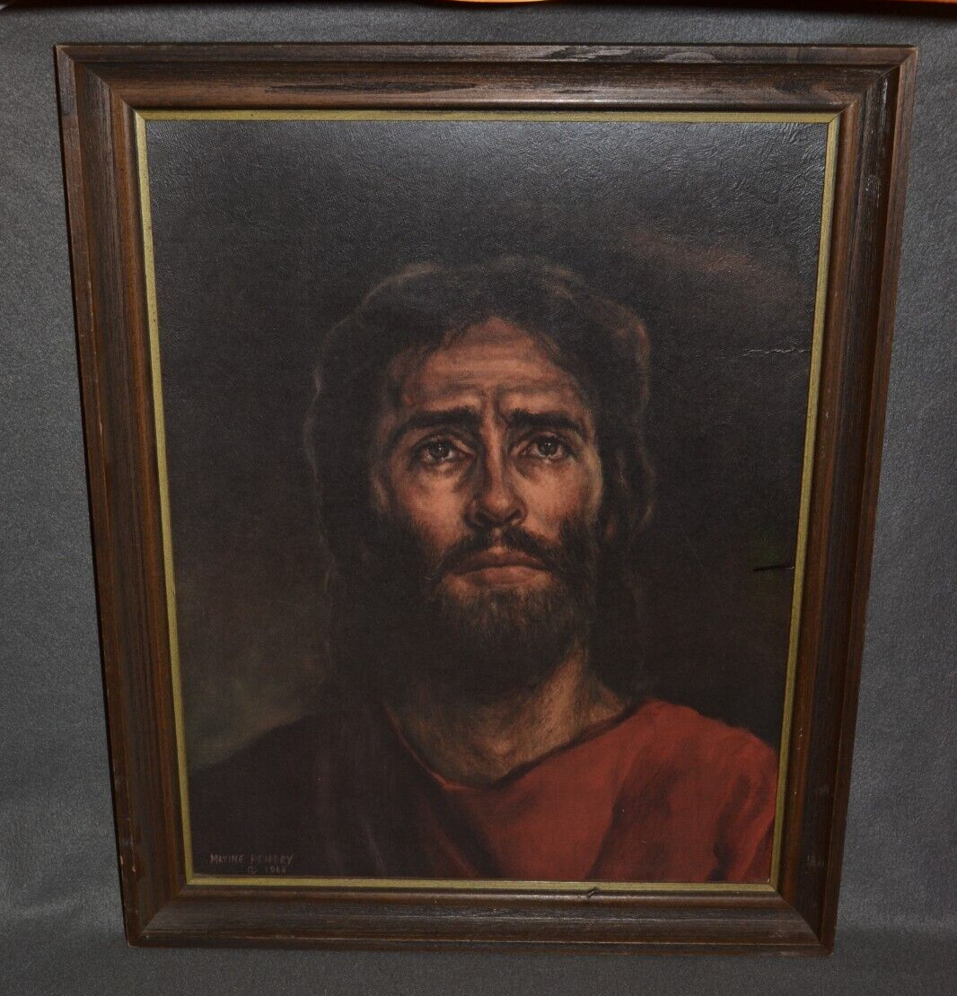 1968 Jesus Christ Lithograph Art Picture Signed Maxine Pendry Vintage Rare