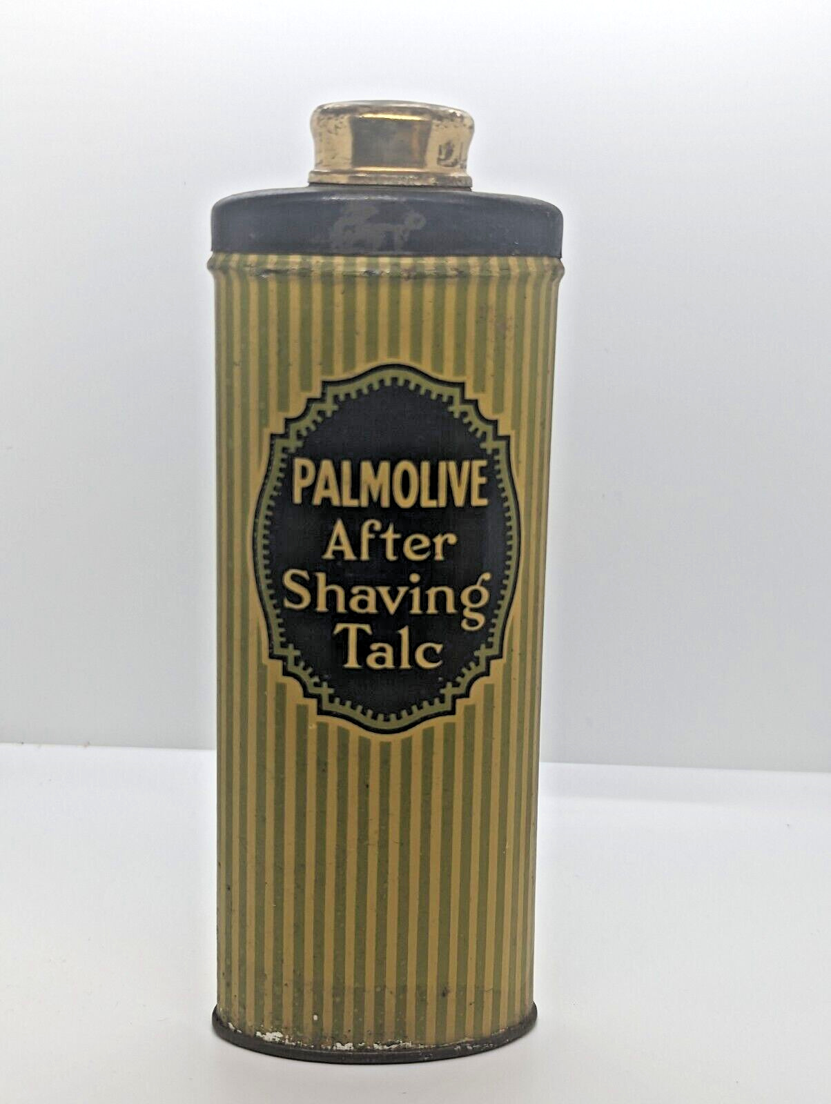 Antique Vtg Palmolive Mens After Shaving Talc Talcum Powder Tin Art Deco