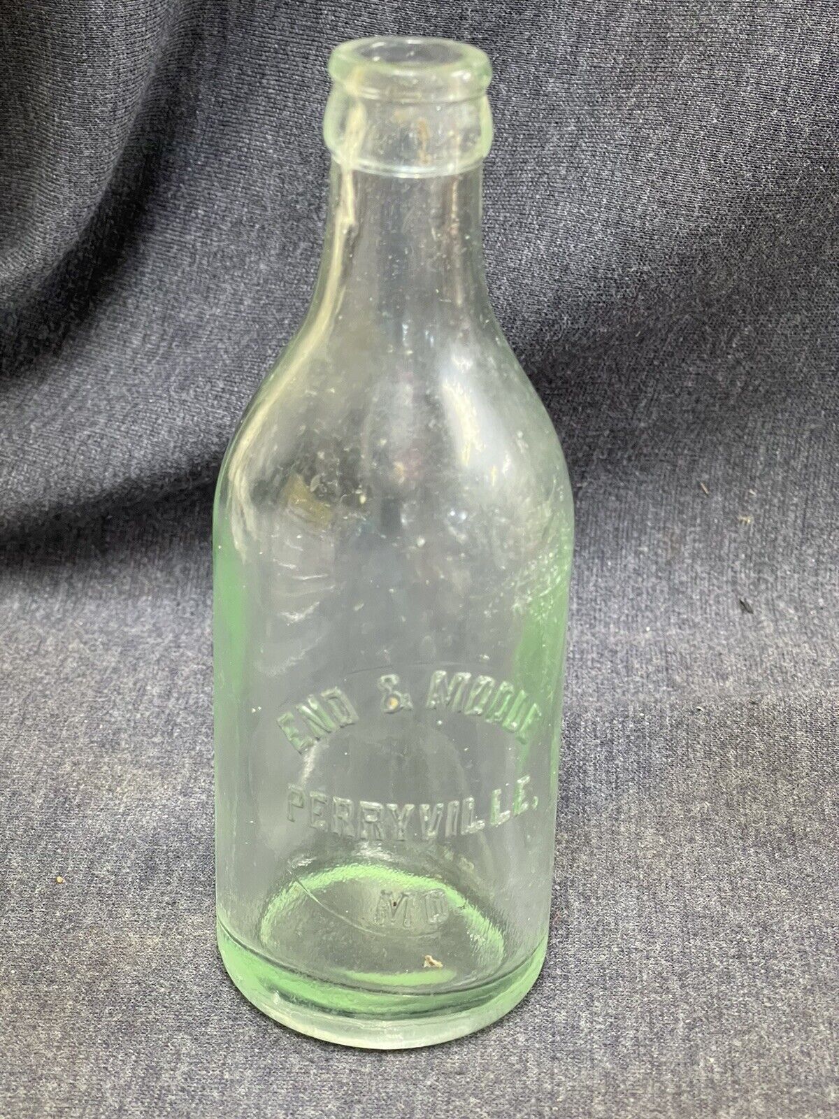 Very Nice Perryville Missouri Aqua/Green Soda Bottle Rare End & Modde Early 1900