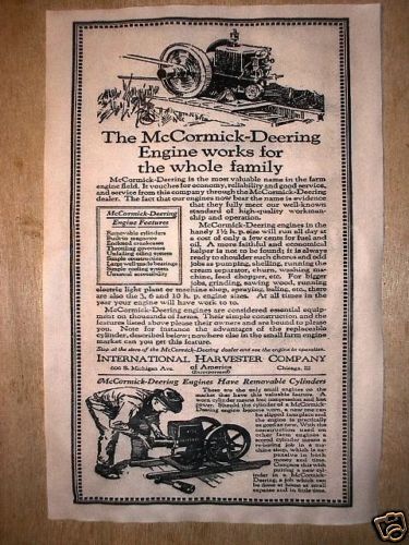 (258) VINTAGE REPRINT ADVERT McCORMICK-DEERING 1923 GAS ENGINE 11\