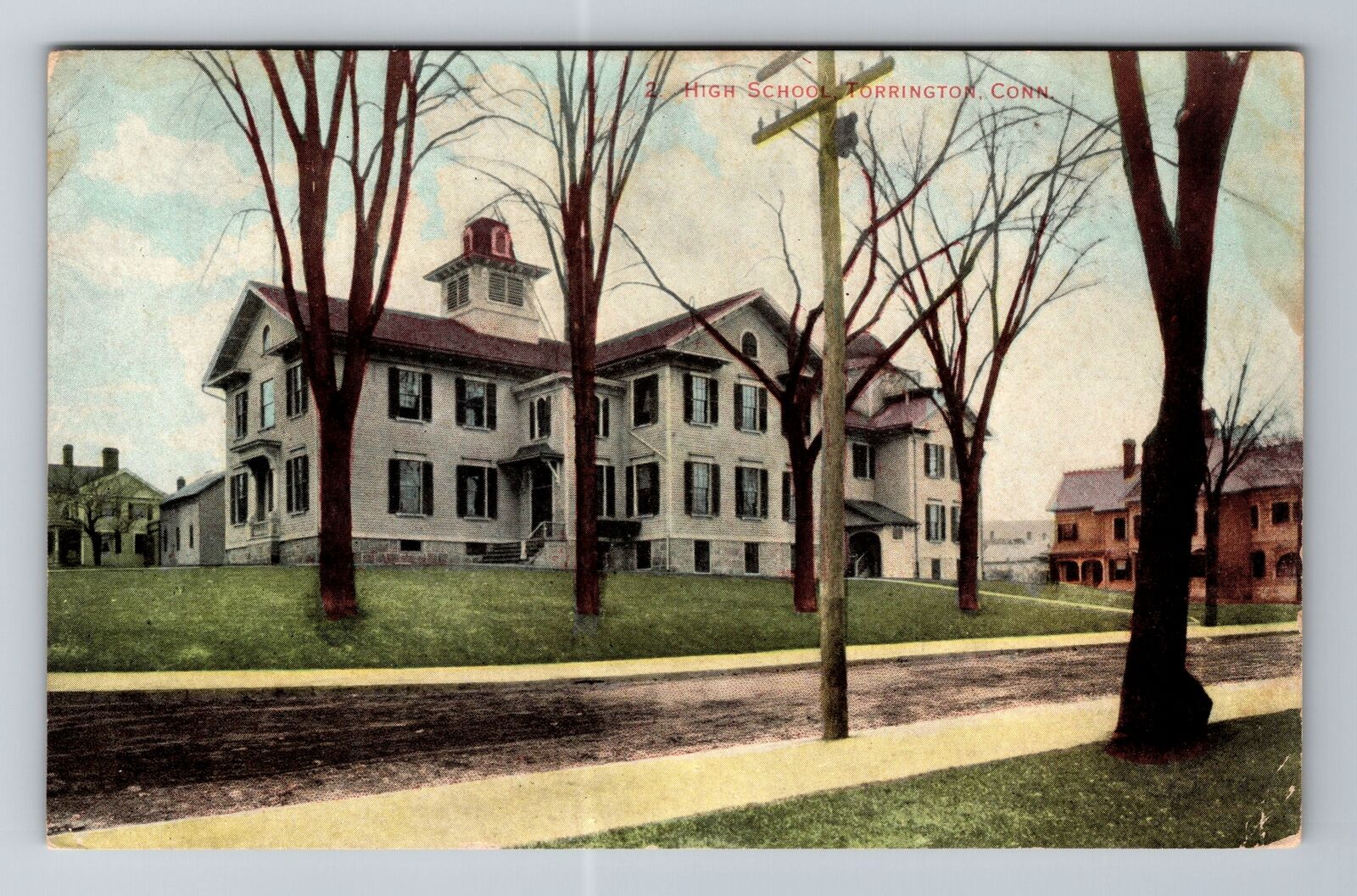 Torrington CT-Connecticut, High School, Antique, Vintage Souvenir Postcard