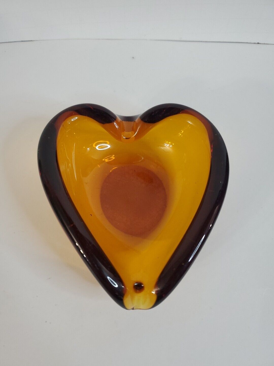 Vintage Pulled Glass Amber Ashtray Murano Style 1960’s Rare Funky