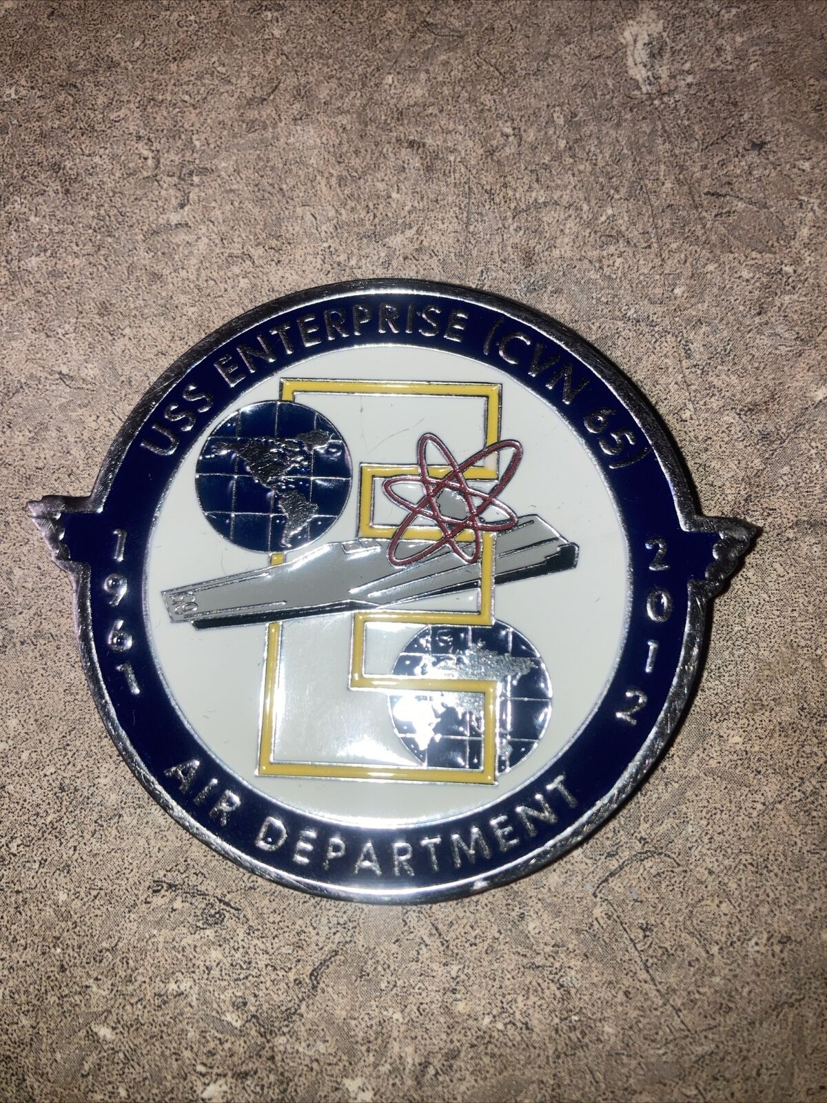 USS Enterprise Challenge Coin - Very Rare- Navy Air Department - L👀k -Nice