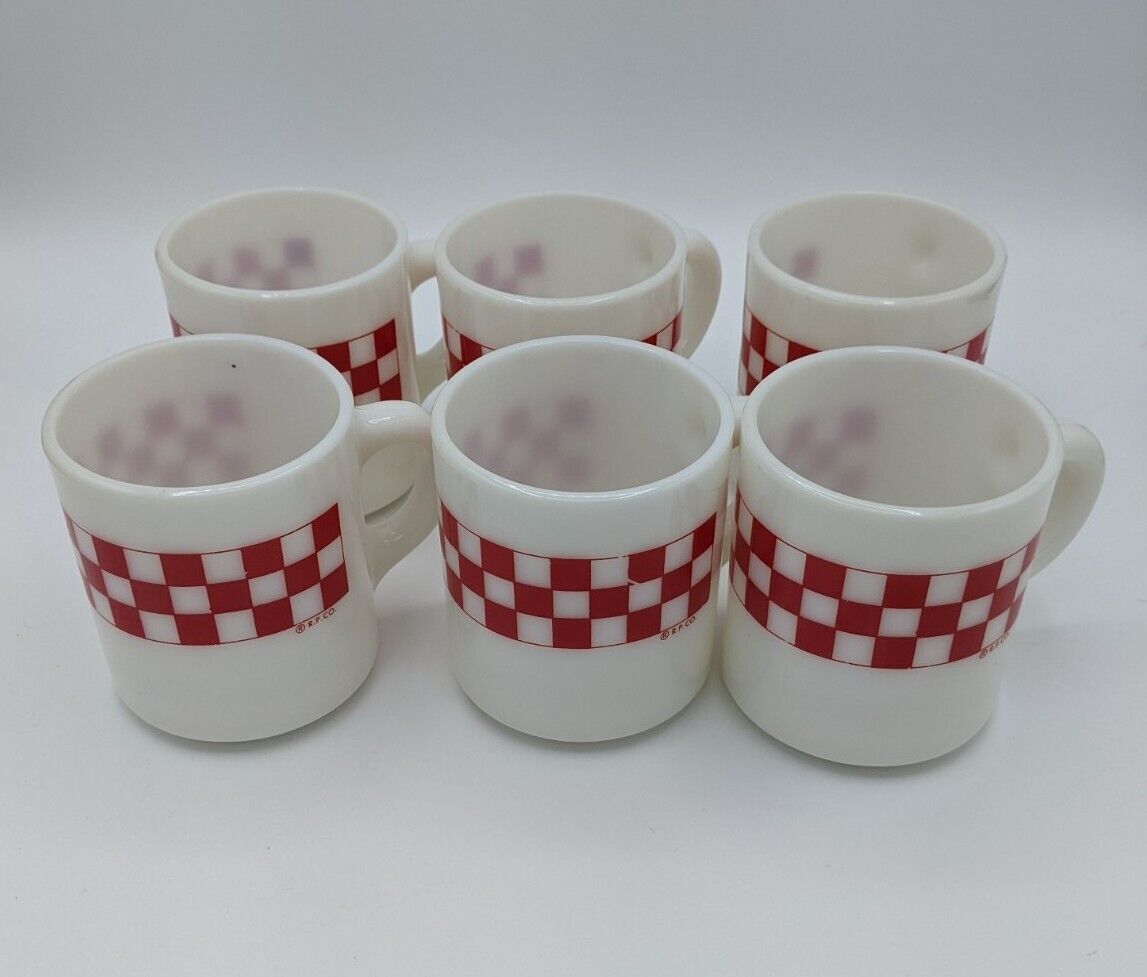 Vintage Lot of 6 Purina Milk Glass Mugs