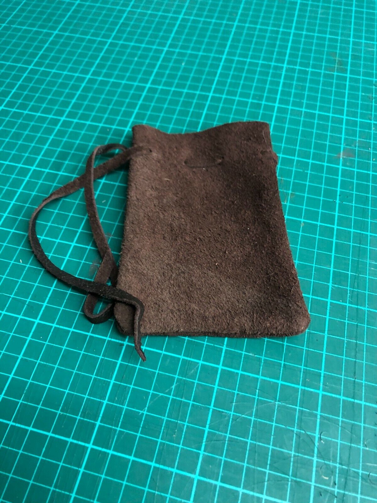 Medieval Larp SCA Pagan Reenactment Brown Leather DRAWSTRING MONEY POUCH BAG