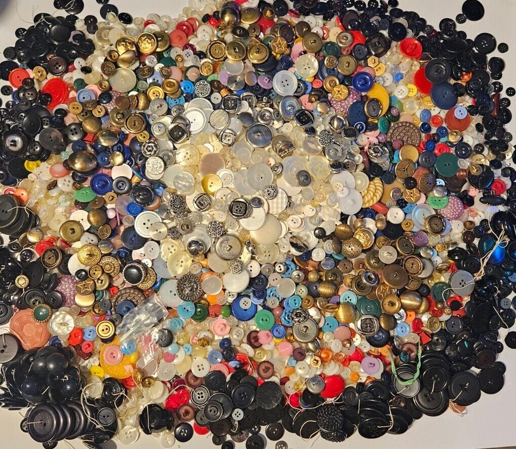 Huge 8 Pounds Vintage Buttons All Types Buttons Large Medium Small Glass Wood