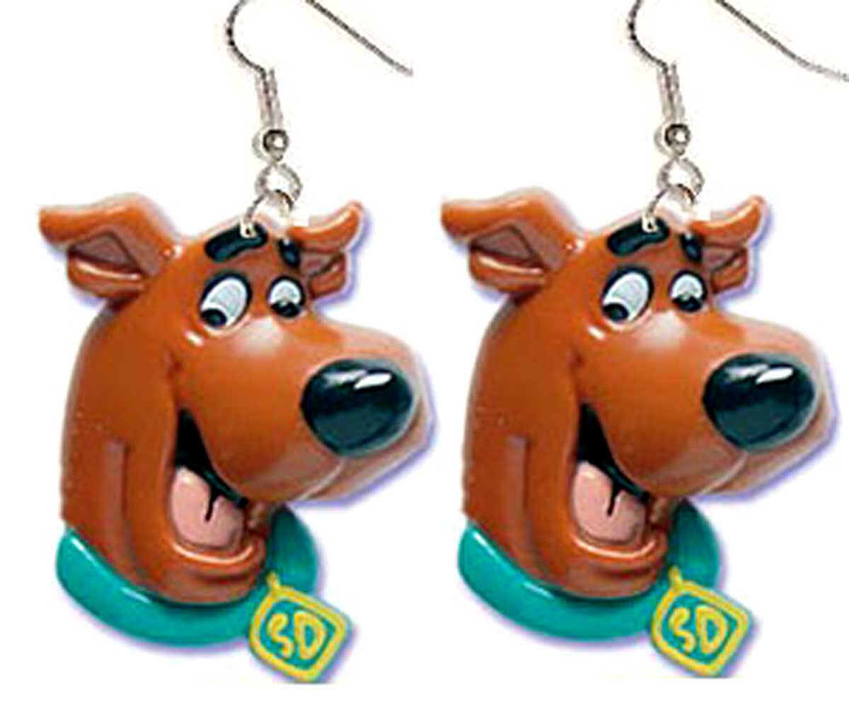 Funky Retro HUGE SCOOBY DOO FACE EARRINGS Dog Head Cartoon Novelty Charm Jewelry