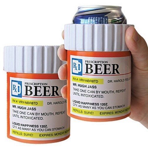 ( 2 ) BEER PRESCRIPTION Koozie Drink Soda Can Beer Big Mouth Toys Insulated Foam