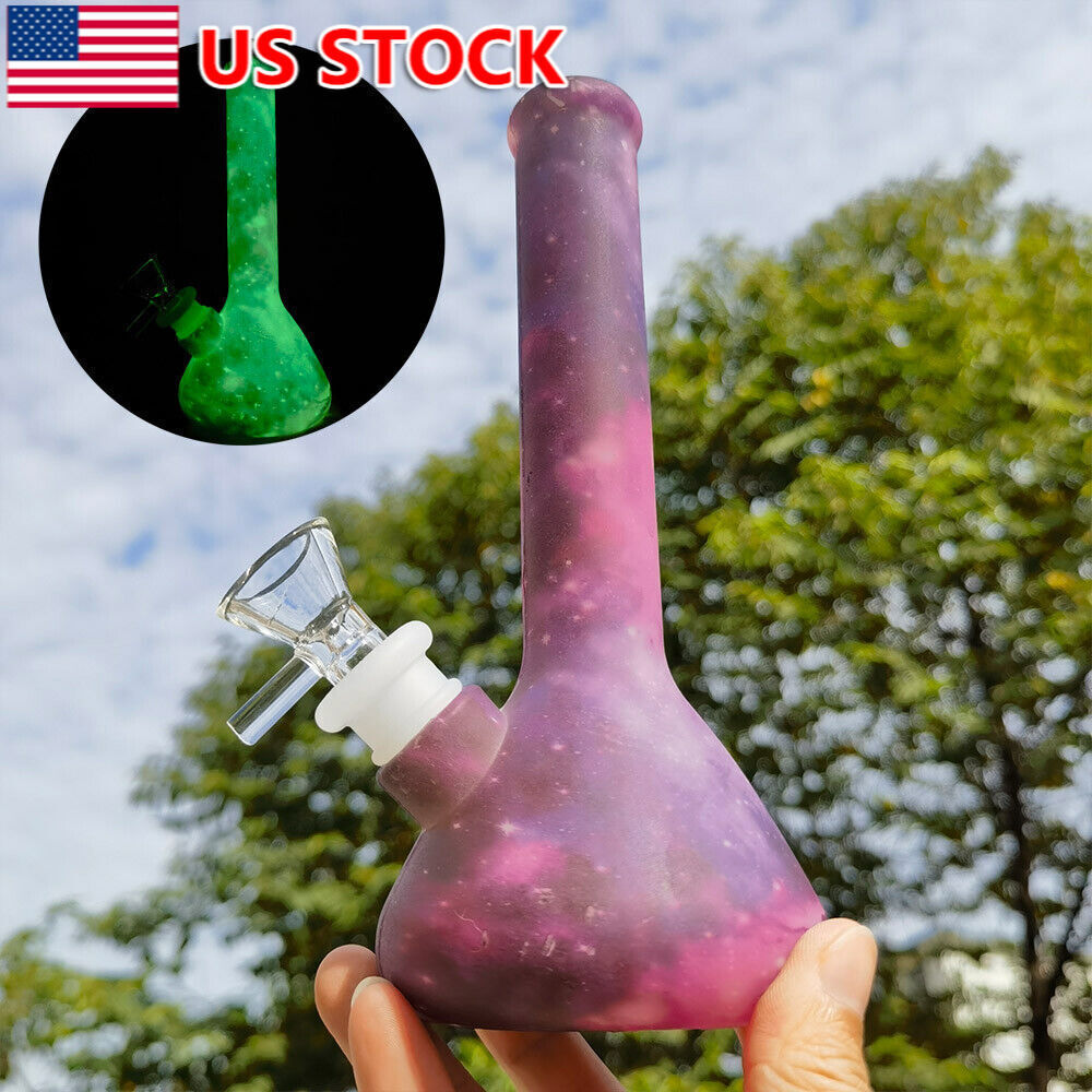 7 inch Silicone Hookah Water Pipe Starry Sky Smoking Bong Glow in the Dark 