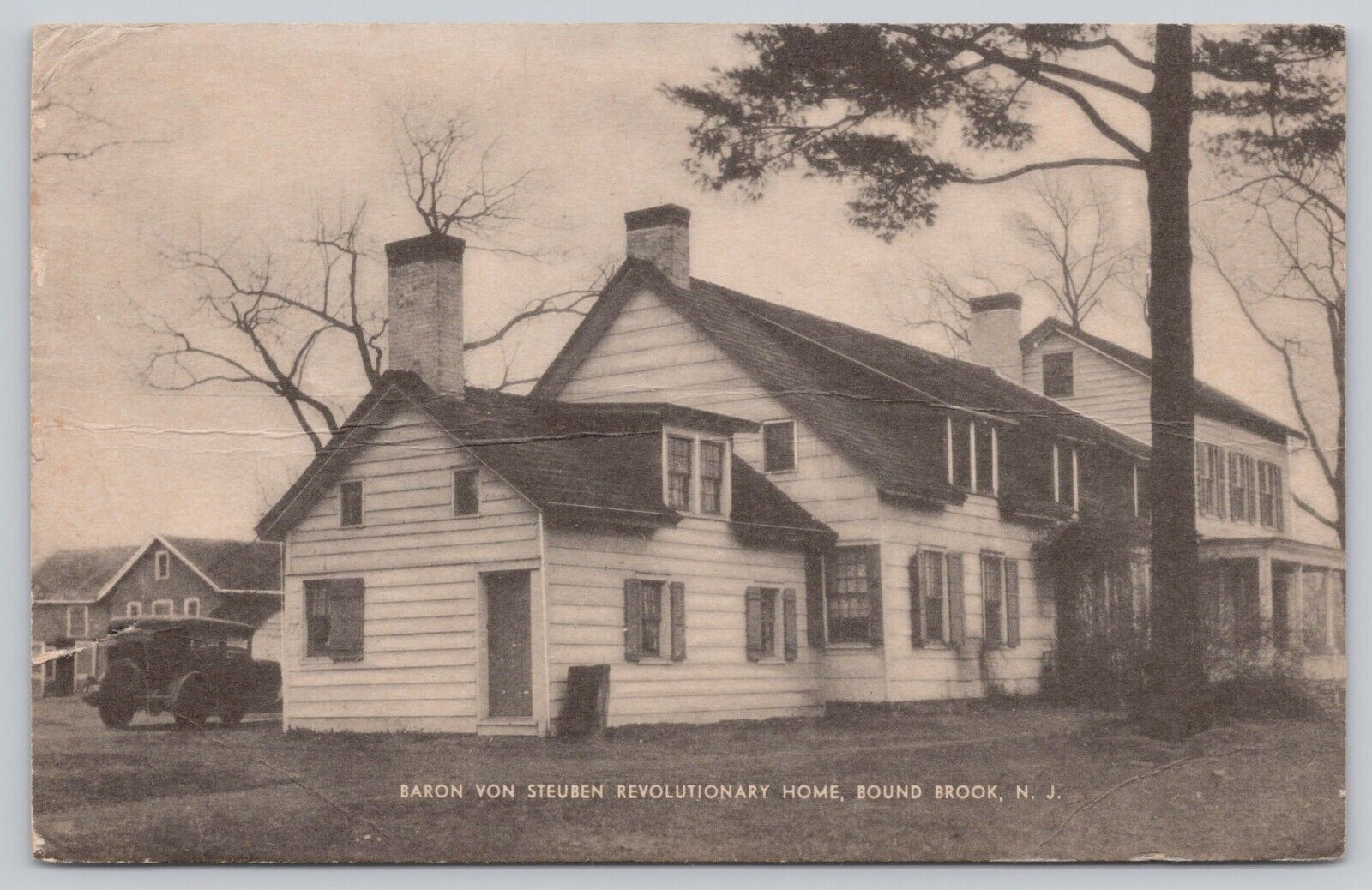 Baron Von Steuben Revolutionary Home Round Brook NJ Vintage Lithograph Postcard