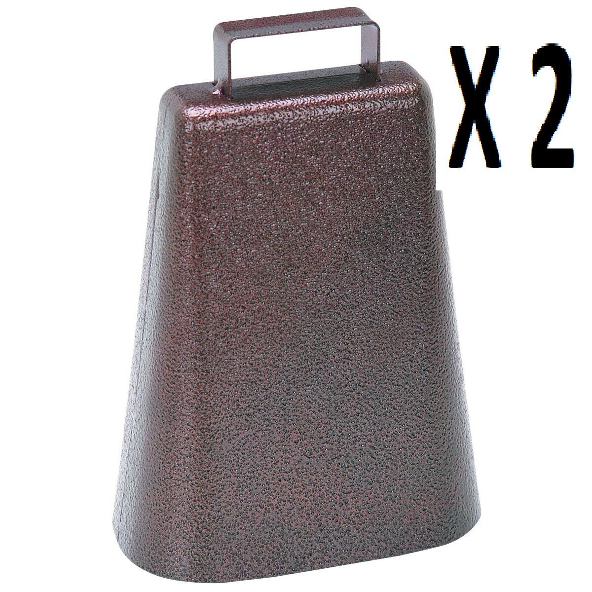 7 Inch Steel Cow Bell with Handle and Antique Copper Finish  (2 Pack)