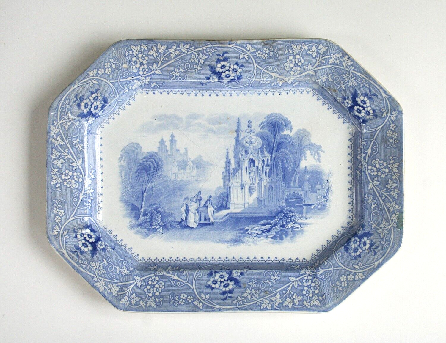 Antique Blue and White Transferware  Ironstone Platter, W. Adams & Sons