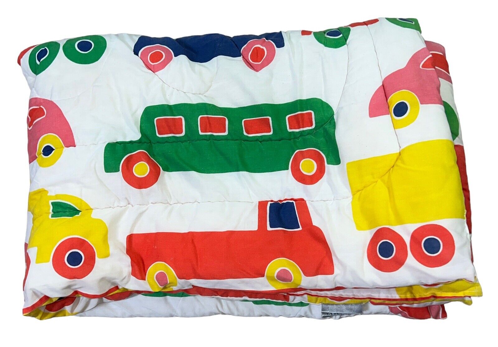 VTG Marimekko Bo Boo Twin Comforter Car and Trucks Reversible Primary Colors