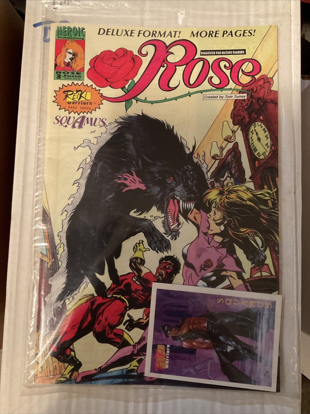 Rose #3 Hero Comic Book Vintage 1993 New Sealed W- Card