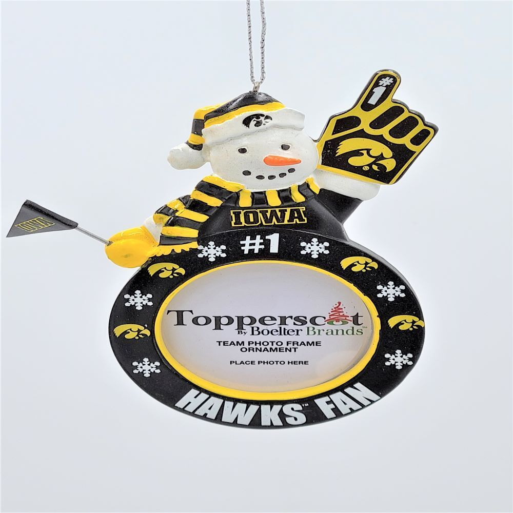 Topperscot NCAA Iowa Hawkeyes Snowman Photo Frame Ornament