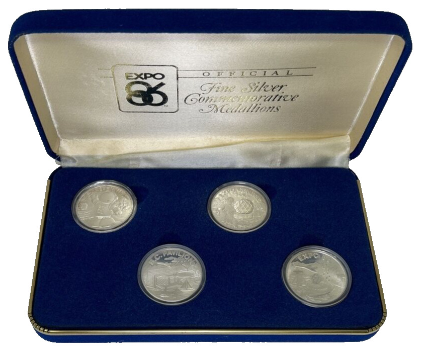 1986 Vancouver Expo 4 Coin set .999 Silver Commemorative Medallions RARE
