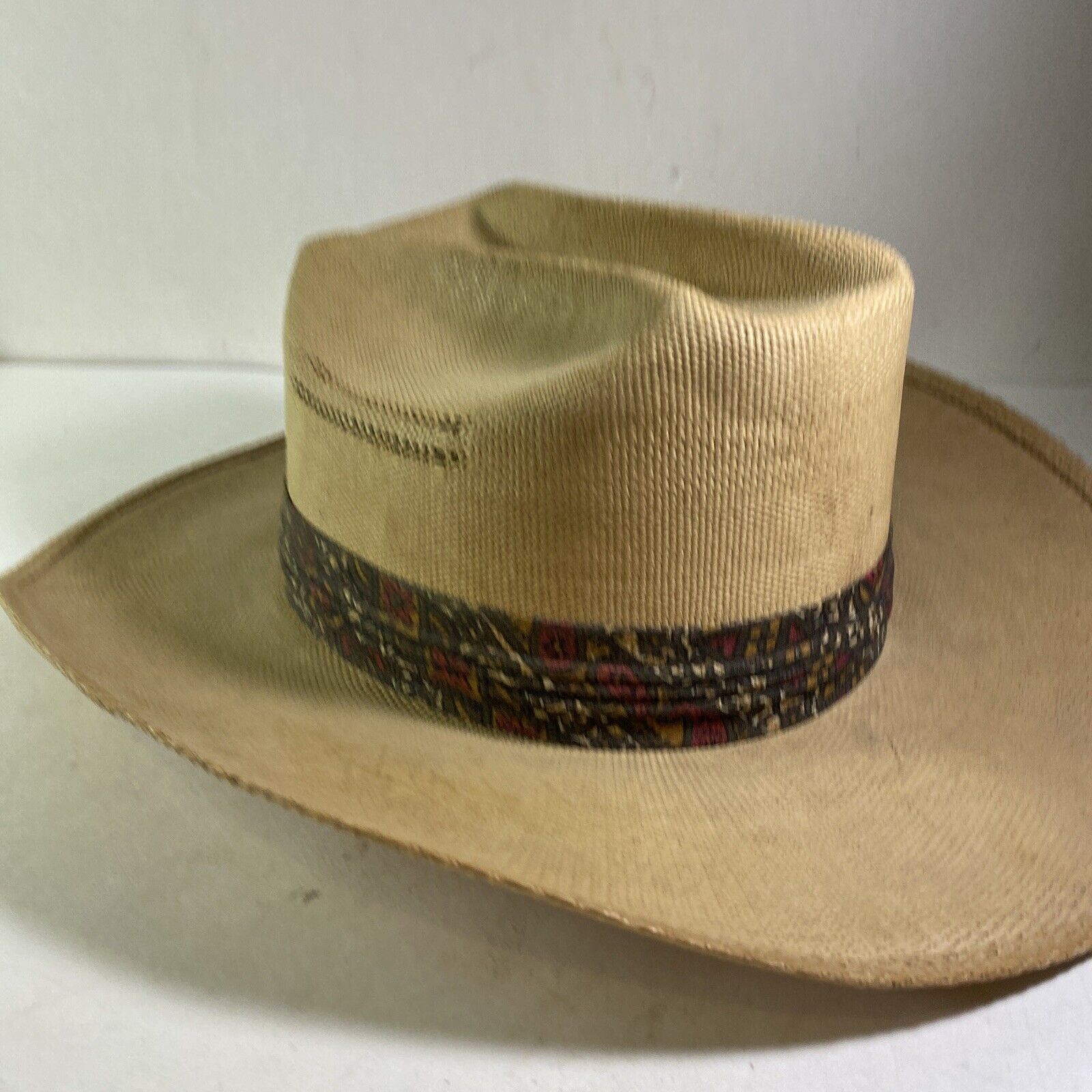 Vintage Resistol Self Conforming Western Chisholm Cowboy Straw Hat 7 1/8”